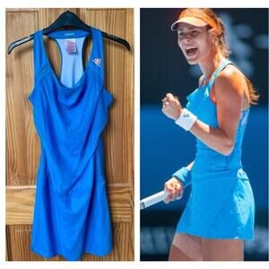 Adidas Mesh Tennis Dress Cowl Neck Sheer Geo Print Ana Ivanovic 2014 Aus Open M